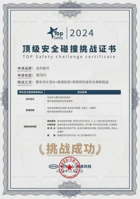 汽中心首次超国标“整车安全魔鬼串联试炼”龙8中国唯一入口吉利银河E5顺利通过中(图2)